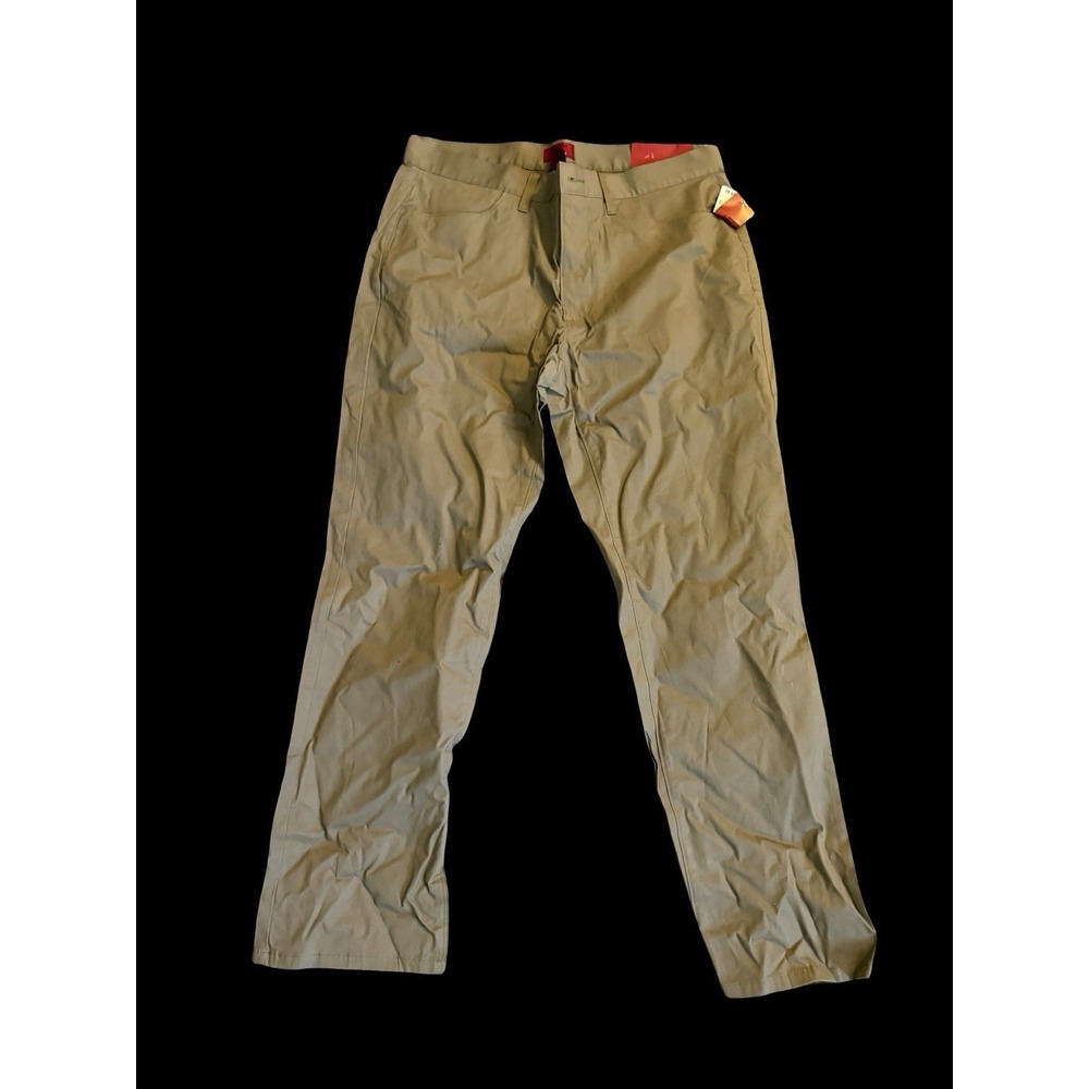 Alfani Mens Slim Fit Stretch Khaki Pants Beige Flat Front 34x30 NWT